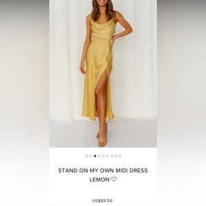 Hello Molly STAND ON MY OWN MIDI DRESS LEMON in size Large